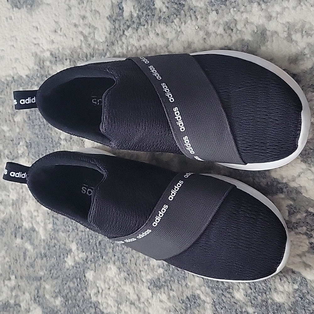 adidas Black and White Athletic Shoes with Slip-On Design and Thick Sole